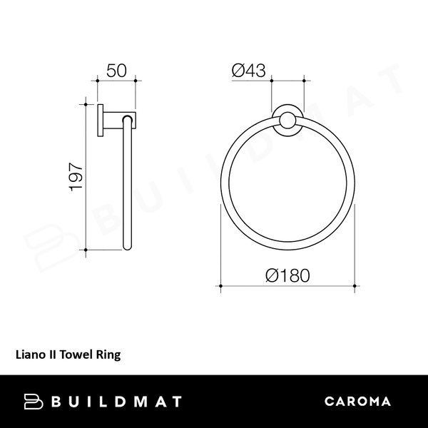 Caroma Liano II Towel Ring Brushed Nickel