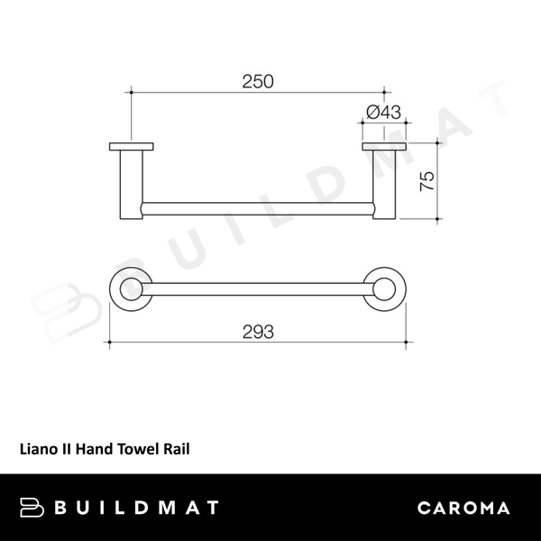 Caroma Liano II Hand Towel Rail Matte Black