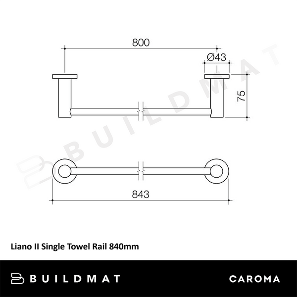 Caroma Liano II Single Towel Rail 840mm Matte Black