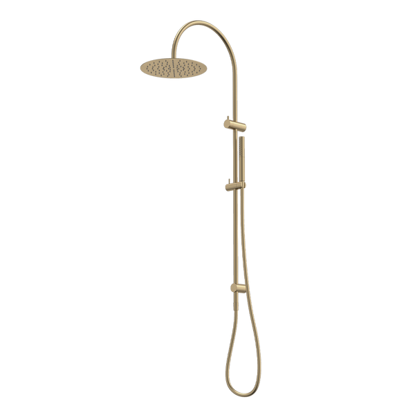 Caroma Liano II Rail Shower with Overhead Brushed Brass