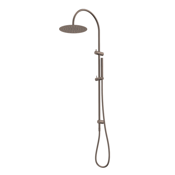 Caroma Liano II 3 Function Microphone Rail Shower with Overhead Brushed Bronze