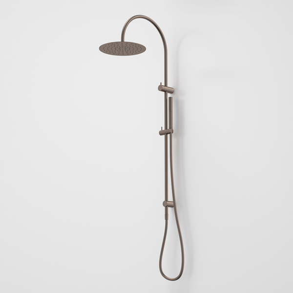 Caroma Liano II 3 Function Microphone Rail Shower with Overhead Brushed Bronze