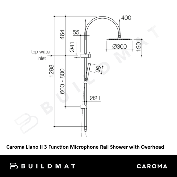 Caroma Liano II 3 Function Microphone Rail Shower with Overhead Brushed Bronze