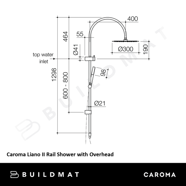 Caroma Liano II Rail Shower with Overhead Chrome