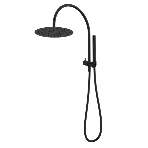 Caroma Liano II Compact Twin Shower with Overhead Matte Black