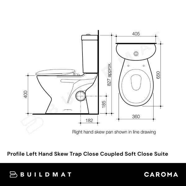 Caroma Profile Left Hand Skew Trap Close Coupled Soft Close Suite White