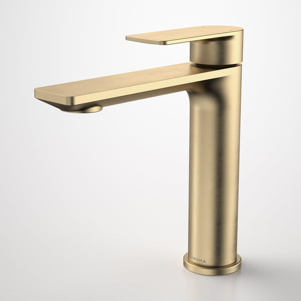 Caroma Urbane II Mid Tower Basin Mixer Brushed Brass