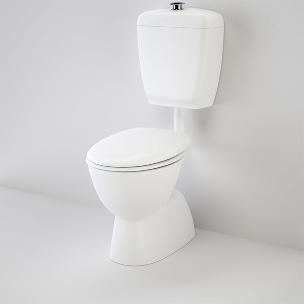 Caroma Care 400 Connector (S Trap) Toilet Suite with Caravelle Care Double Flap Seat White