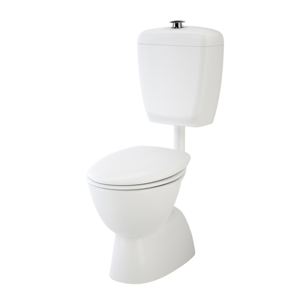 Caroma Care 400 Connector (S Trap) Toilet Suite with Caravelle Care Double Flap Seat White
