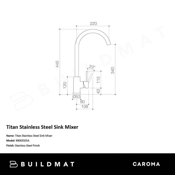 Caroma Titan Stainless Steel Sink Mixer