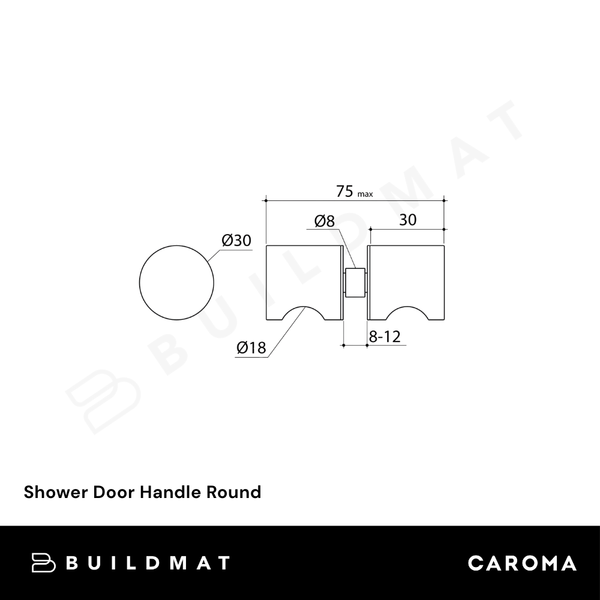 Caroma Shower Door Handle Round Brushed Bronze