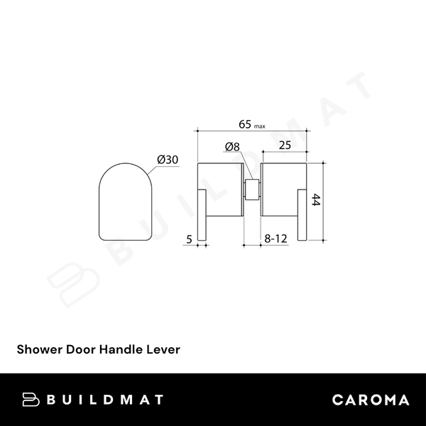 Caroma Shower Door Handle Lever Brushed Brass
