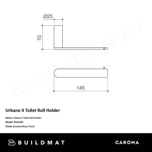 Caroma Urbane II Toilet Roll Holder Brushed Brass