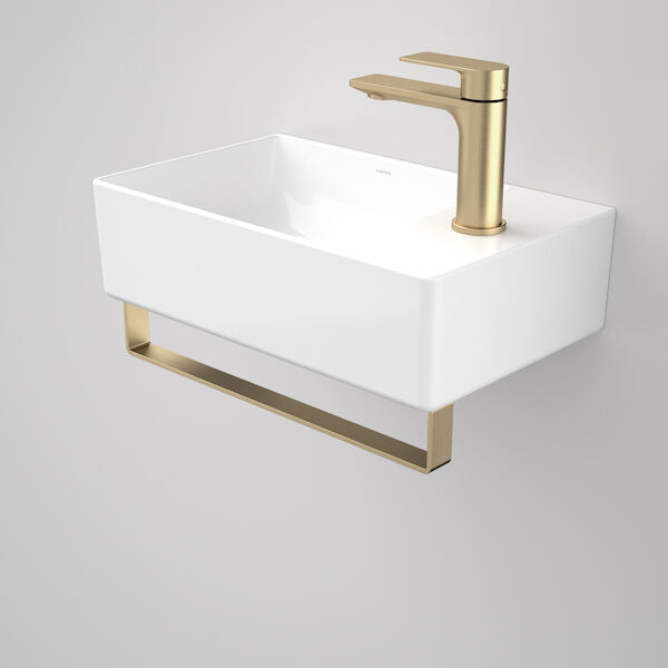 Caroma Urbane II Hand Wall Basin Integrated Rail Brushed Brass