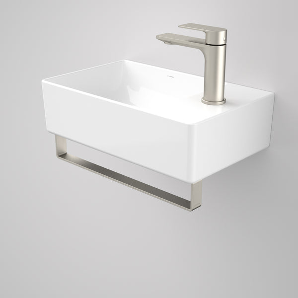 Caroma Urbane II Hand Wall Basin Integrated Rail Brushed Nickel