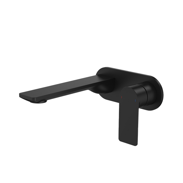 Caroma Urbane II 180mm Wall Basin/Bath Mixer and Outlet Round Plate Lead Free Matte Black