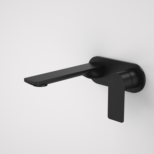 Caroma Urbane II 180mm Wall Basin/Bath Mixer and Outlet Round Plate Lead Free Matte Black
