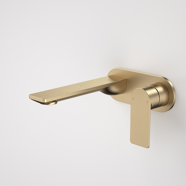 Caroma Urbane II 180mm Wall Basin/Bath Mixer and Outlet Round Plate Lead Free Brushed Brass