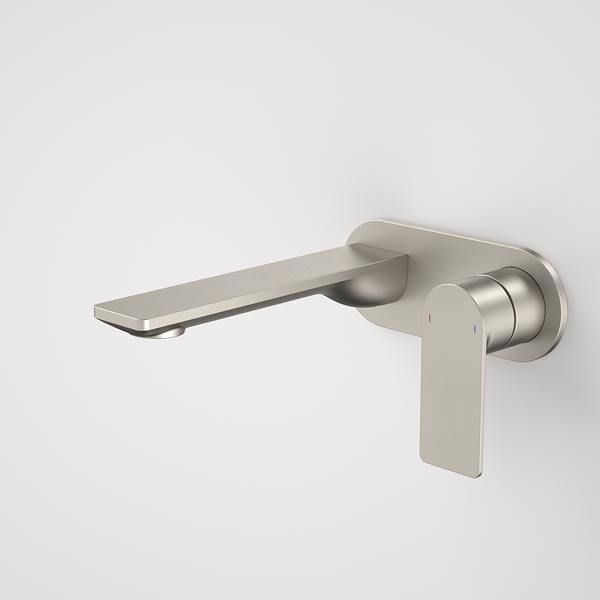 Caroma Urbane II 180mm Wall Basin/Bath Mixer and Outlet Round Plate Lead Free Brushed Nickel