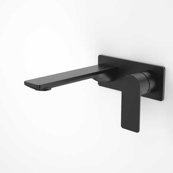 Caroma Urbane II 180mm Wall Basin/Bath Mixer Rectangular Cover Plate Matte Black Sales Kit