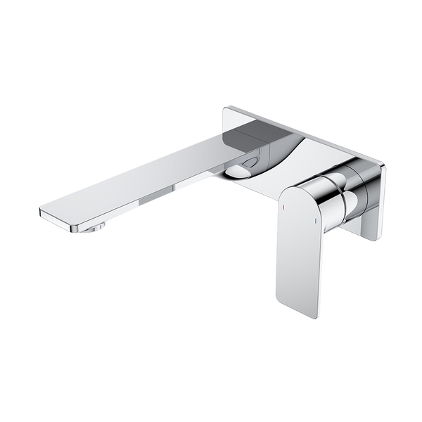 Caroma Urbane II 180mm Wall Basin/Bath Mixer and Outlet Rectangular Plate Lead Free Chrome