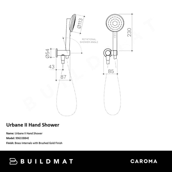 Caroma Urbane II Hand Shower Brushed Brass