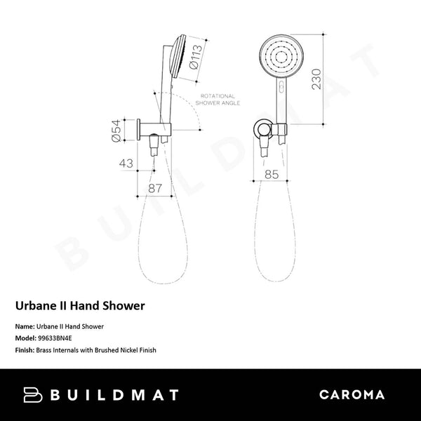 Caroma Urbane II Hand Shower Brushed Nickel