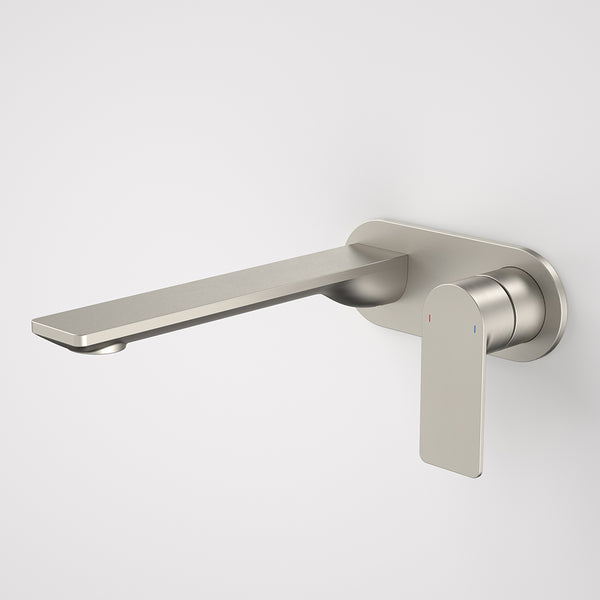 Caroma Urbane II 220mm Wall Basin/Bath Mixer and Outlet Round Plate Lead Free Brushed Nickel