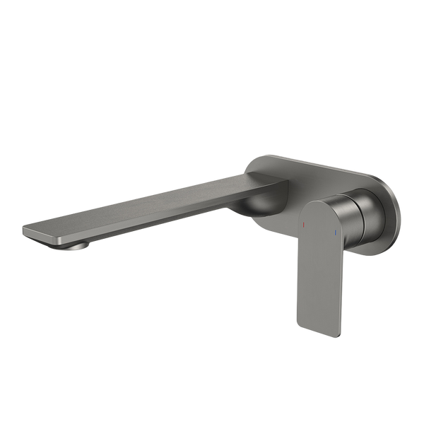 Caroma Urbane II 220mm Wall Basin/Bath Mixer and Outlet Round Plate Lead Free Brushed Gunmetal