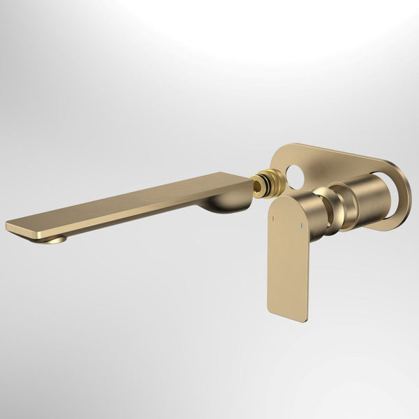 Caroma Urbane II 220mm Wall Basin/Bath Mixer with Round Plate (Trim Kit Only) Brushed Brass Lead Free