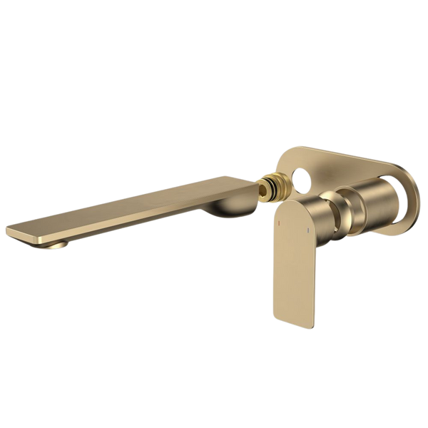 Caroma Urbane II 220mm Wall Basin/Bath Mixer with Round Plate (Trim Kit Only) Brushed Brass Lead Free