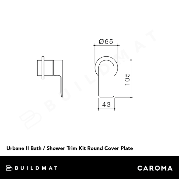 Caroma Urbane II Bath/Shower Wall Mixer with Round Cover Plate (Trim Kit Only) Brushed Nickel
