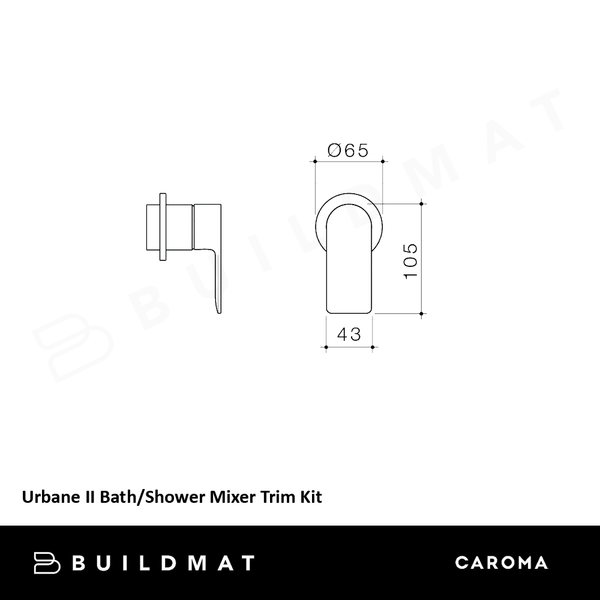 Caroma Urbane II Bath/Shower Mixer (Trim Kit Only) Chrome