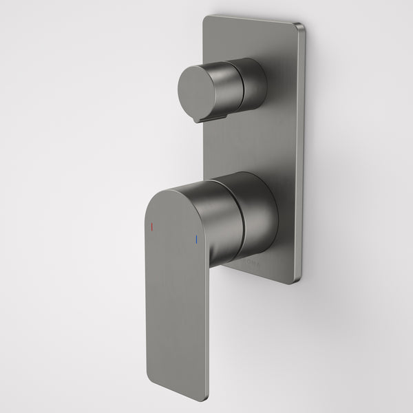 Caroma Urbane II Bath/Shower Mixer With Diverter Rectangular Cover Plate Gunmetal