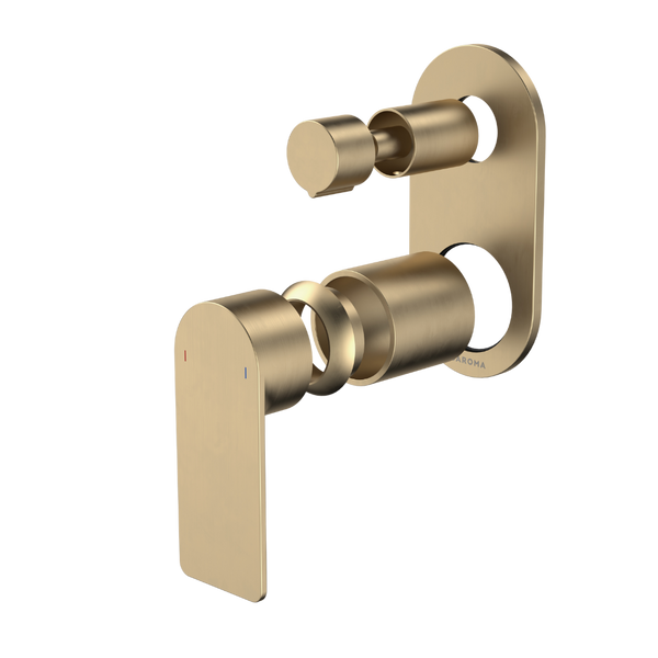 Caroma Urbane II Bath / Shower Mixer with Diverter (Trim Kit Only) Round Cover Plate Brushed Brass