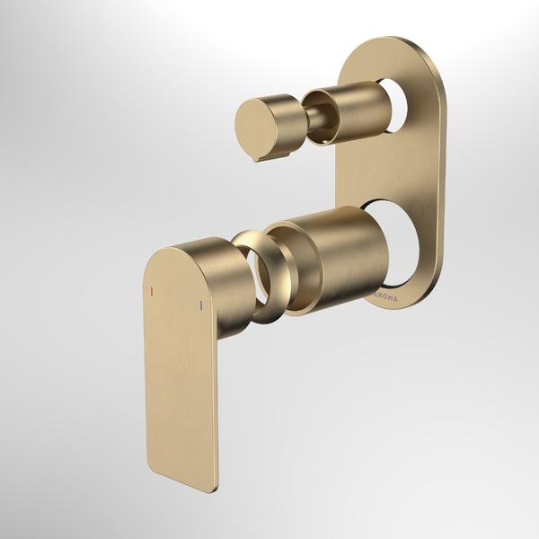 Caroma Urbane II Bath / Shower Mixer with Diverter (Trim Kit Only) Round Cover Plate Brushed Brass