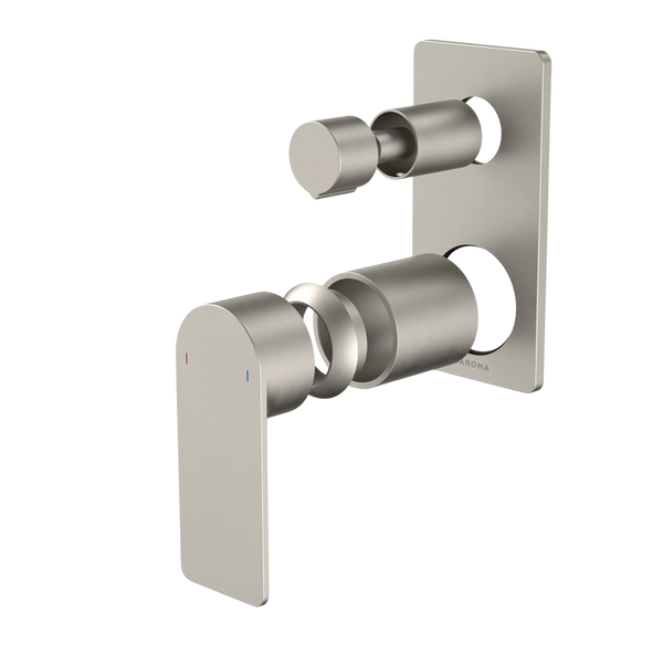 Caroma Urbane II Bath/Shower Mixer With Diverter (Trim Kit Only) Rectangular Cover Plate Brushed Nickel