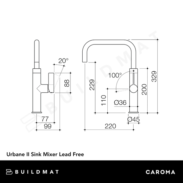 Caroma Urbane II Sink Mixer Brushed Brass Lead Free