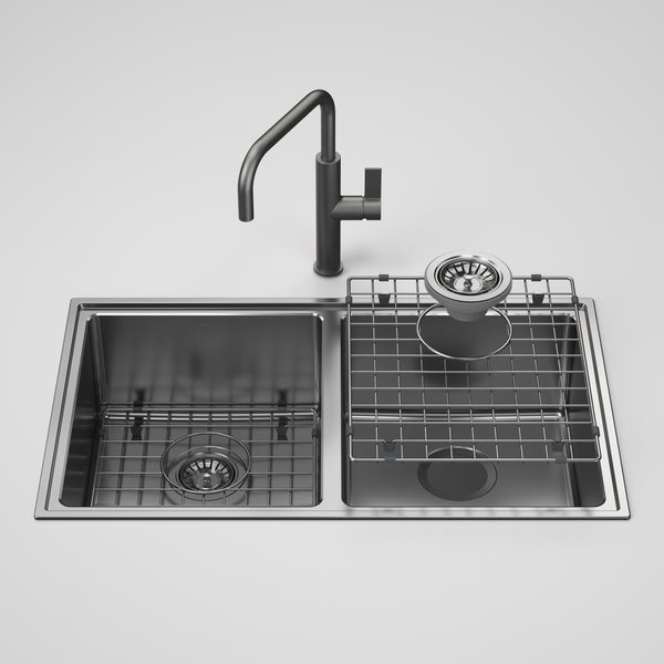 Caroma Urbane II  Double Bowl Sink with Urbane II Sink Mixer Gunmetal