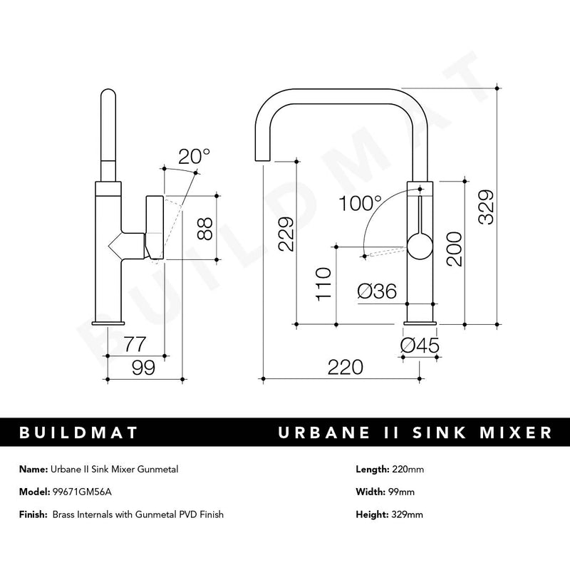 Urbane II Sink Mixer Brushed Gunmetal
