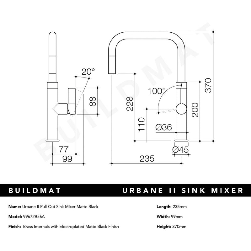 Urbane II Pull Out Sink Mixer Matte Black