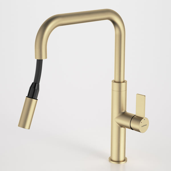 Caroma Urbane II Pull Out Sink Mixer Brushed Brass Lead Free