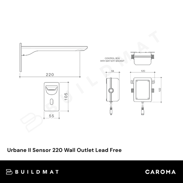 Caroma Urbane II Sensor 220 Wall Outlet Chrome Lead Free