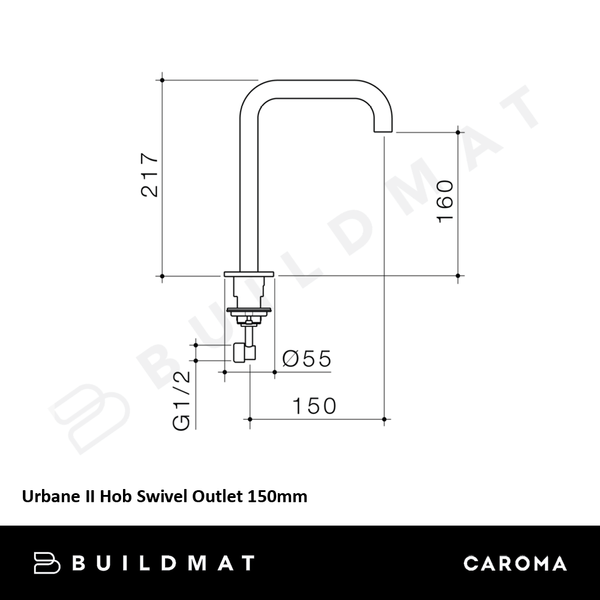 Caroma Urbane II Hob Swivel Outlet 150mm Brushed Nickel
