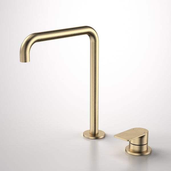 Caroma Urbane II Hob Basin/Sink Mixer Set 210mm Brushed Brass
