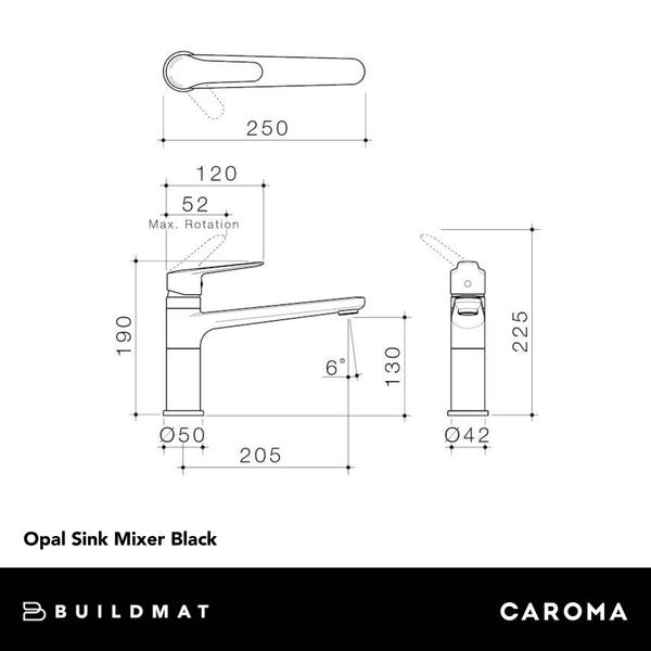 Caroma Opal Sink Mixer Black CLEARANCE