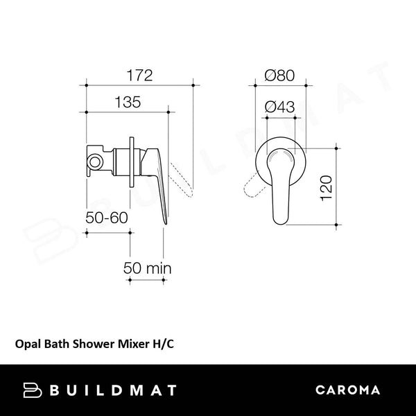 Caroma Opal Bath/Shower H/C Brushed Nickel