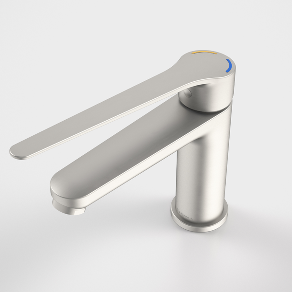 Caroma Opal Basin Mixer with Care Handle H/C Brushed Nickel Lead Free