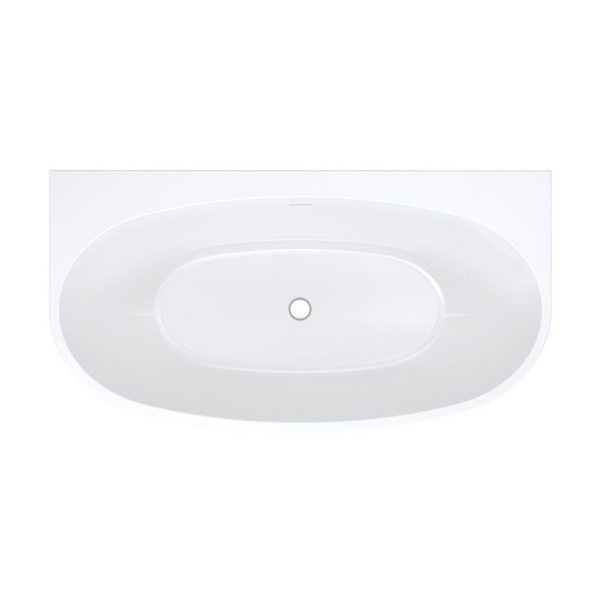 Fienza Keeto 1500mm Back To Wall Acrylic Bath with Overflow Gloss White