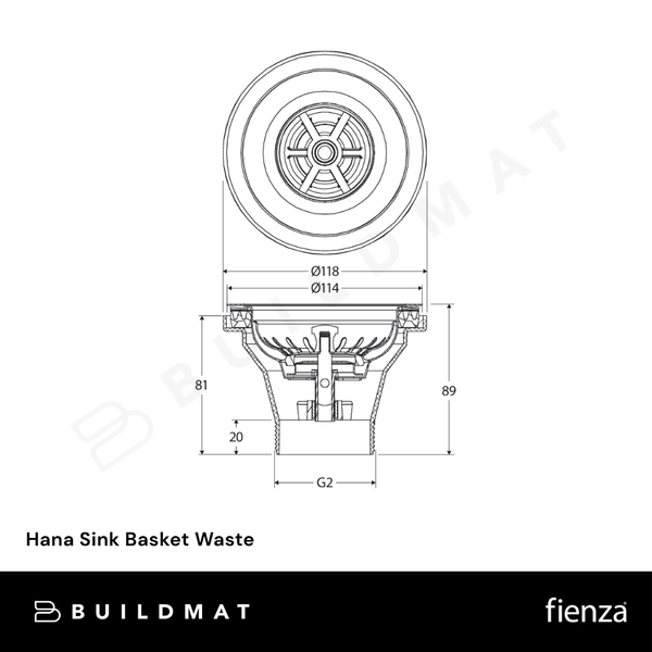 Fienza Hana Sink Basket Waste Stainless Steel